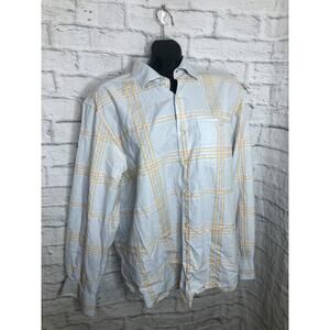 Tommy Bahama Plaid Shirt Size L White Yellow Long Sleeve Button Up Vacation